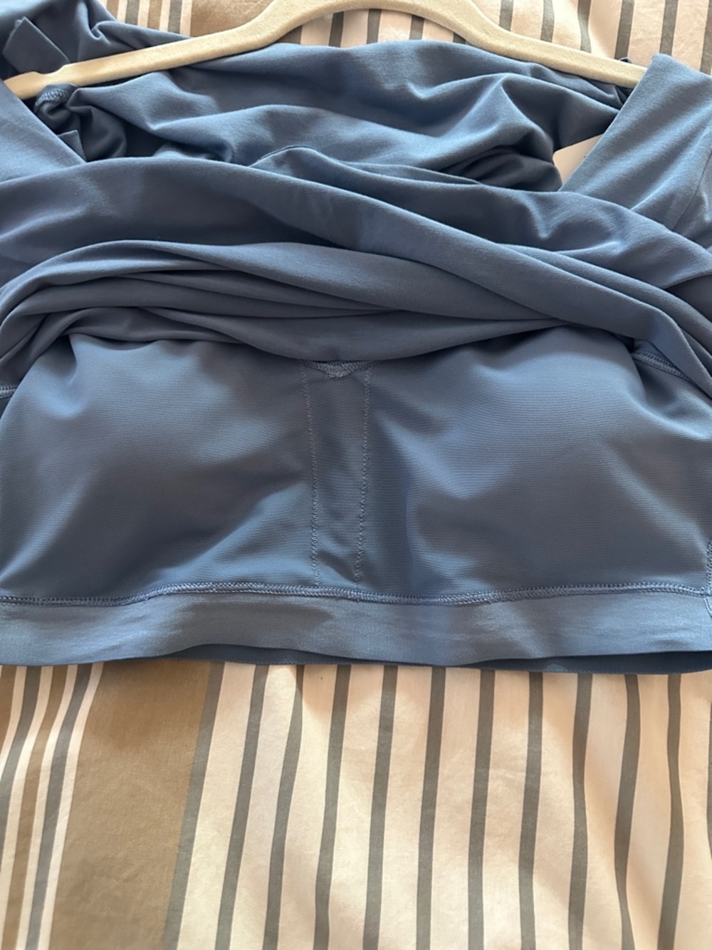 Athleta Essence Support Light Blue V-Neck Short Sleeve Tee - Relaxed Fit - Picture 6 of 11